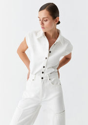 Theo Denim Vest - White